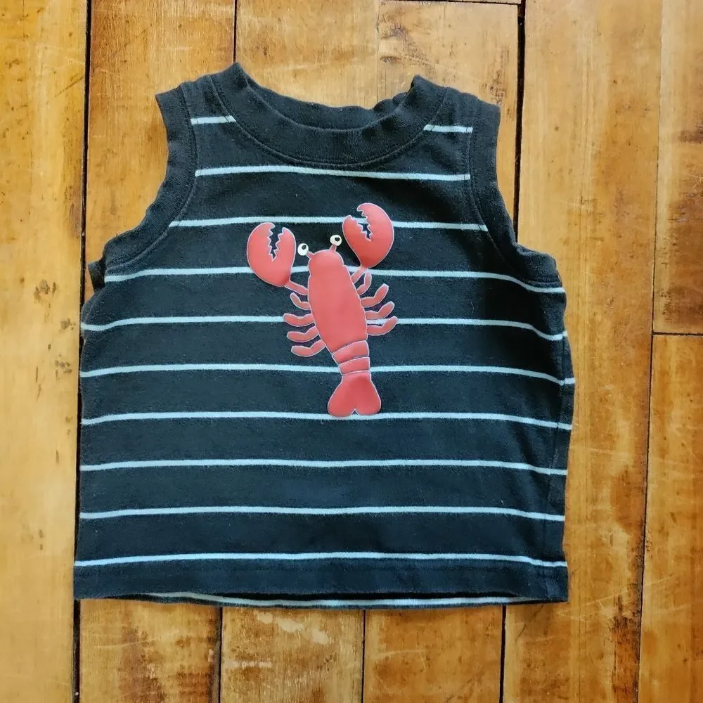Gymboree tank top baby boy size 6 to 12 months cotton lobster navy summer shirt